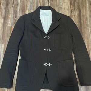 Wings + Horns and & Custom Brown Cotton Blazer Fisherman Hook Clasp Nautical M